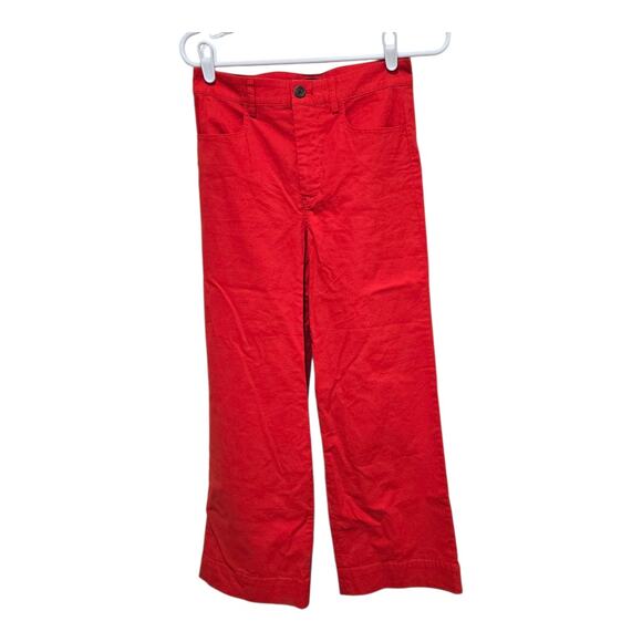 J. Crew Factory Pants - J.Crew Red Wide Leg Crop Pants Linen Blend High Rise 25